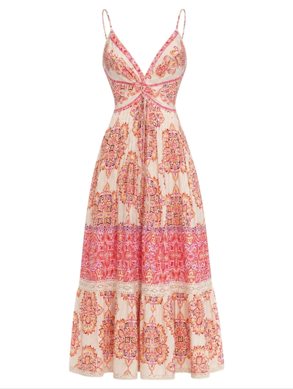 Rayon Boho Midi Dress Y2K Size Small/Med Angie